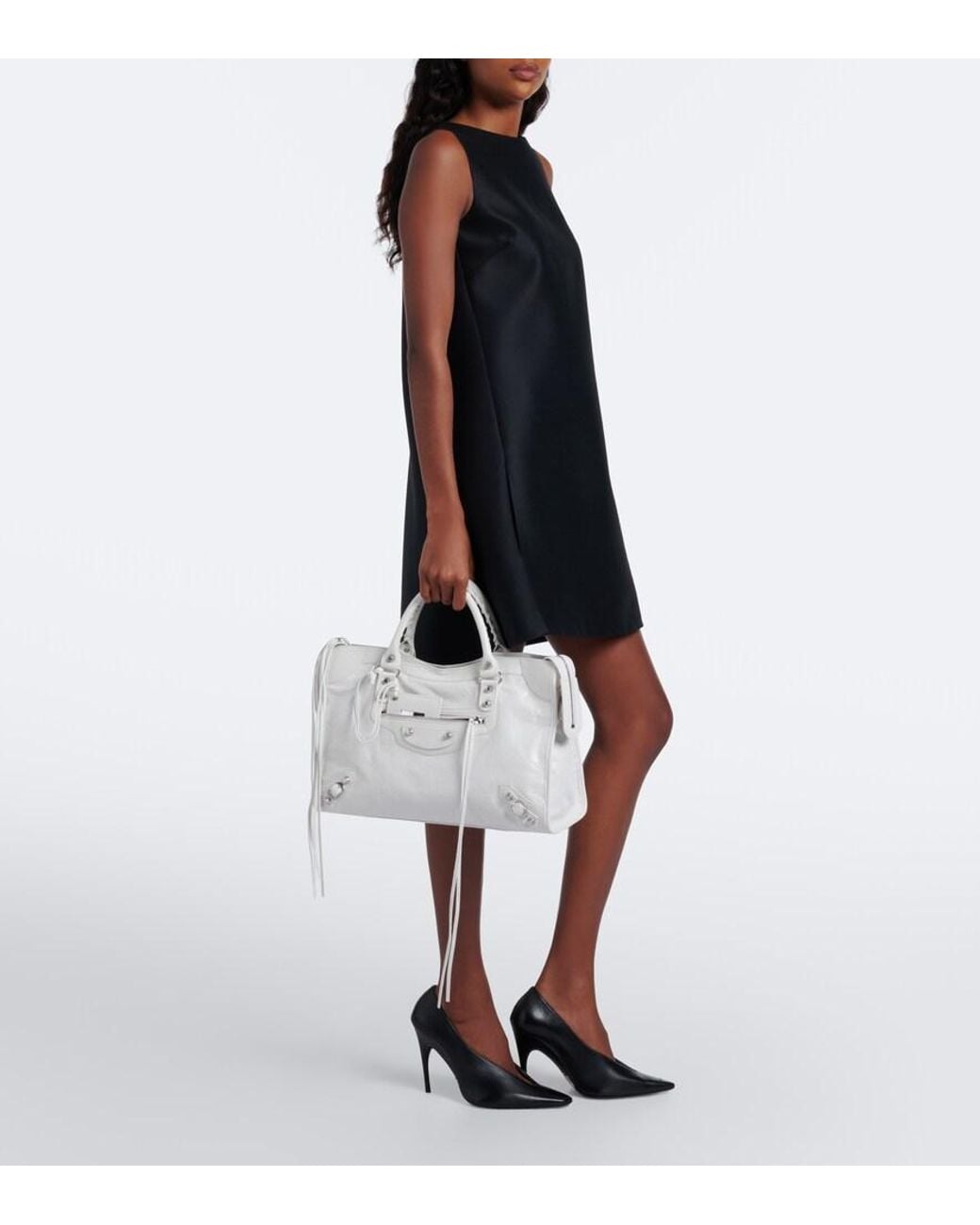 Balenciaga White Le City Medium Leather Top-Handle Bag