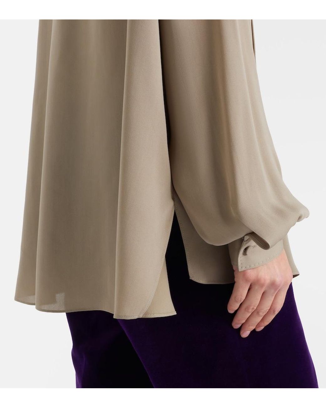 Tom Ford Brown Tie-Neck Silk Georgette Blouse