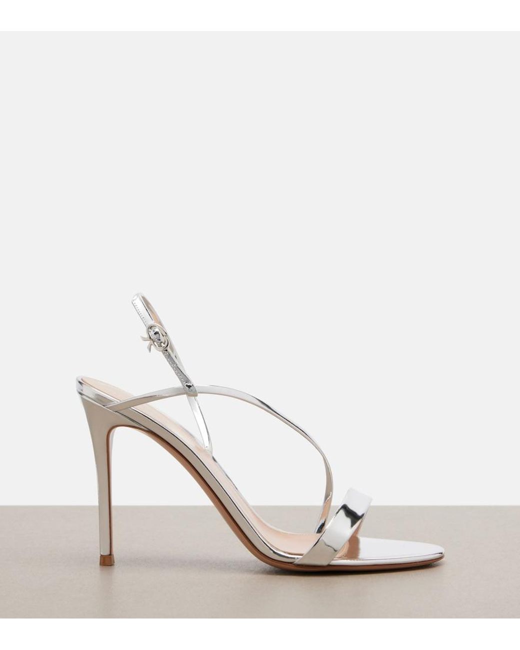 Gianvito Rossi Metallic Manhattan Mirrored Leather Sandals