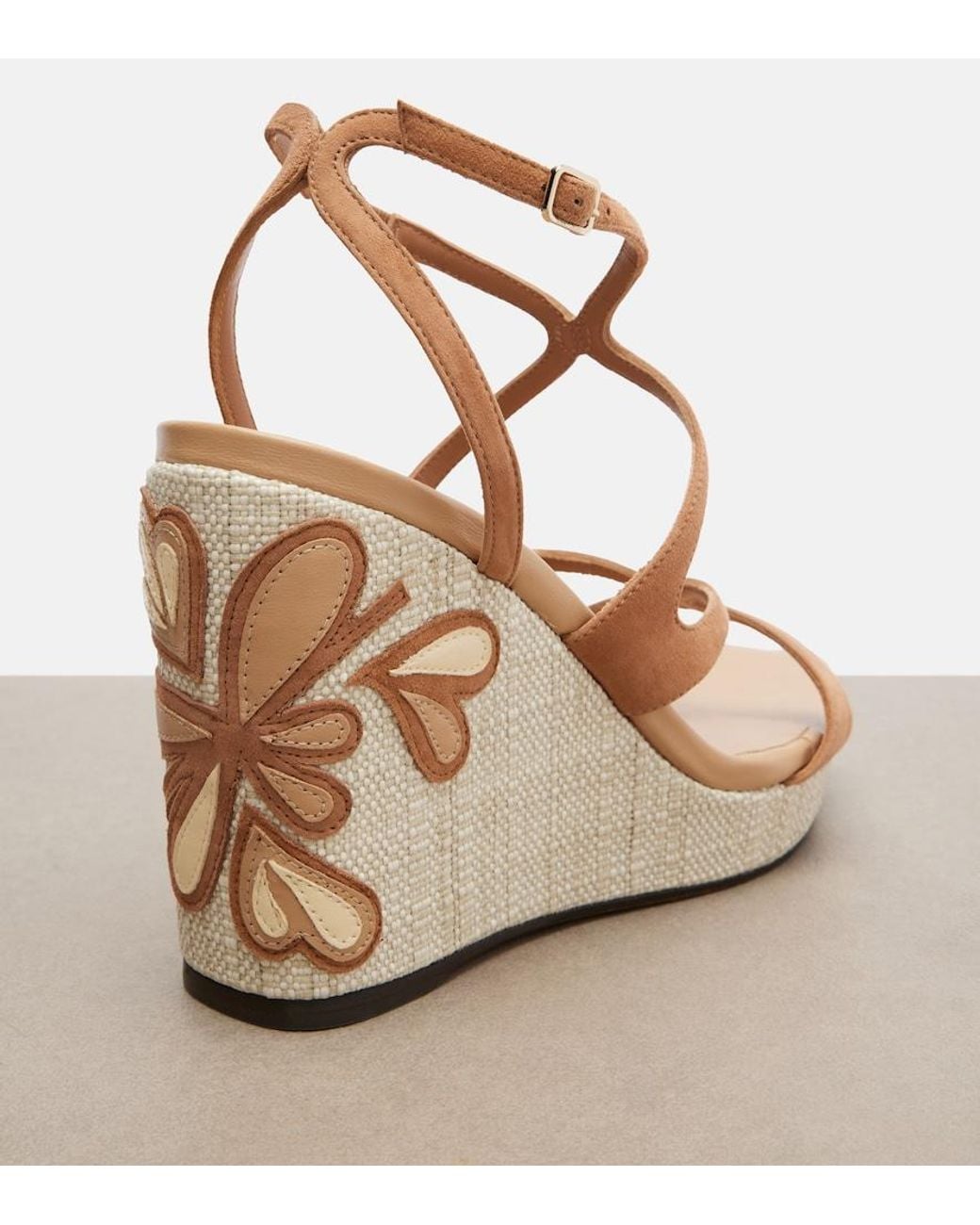 Jimmy Choo Metallic Ayla Leather Espadrille Wedges