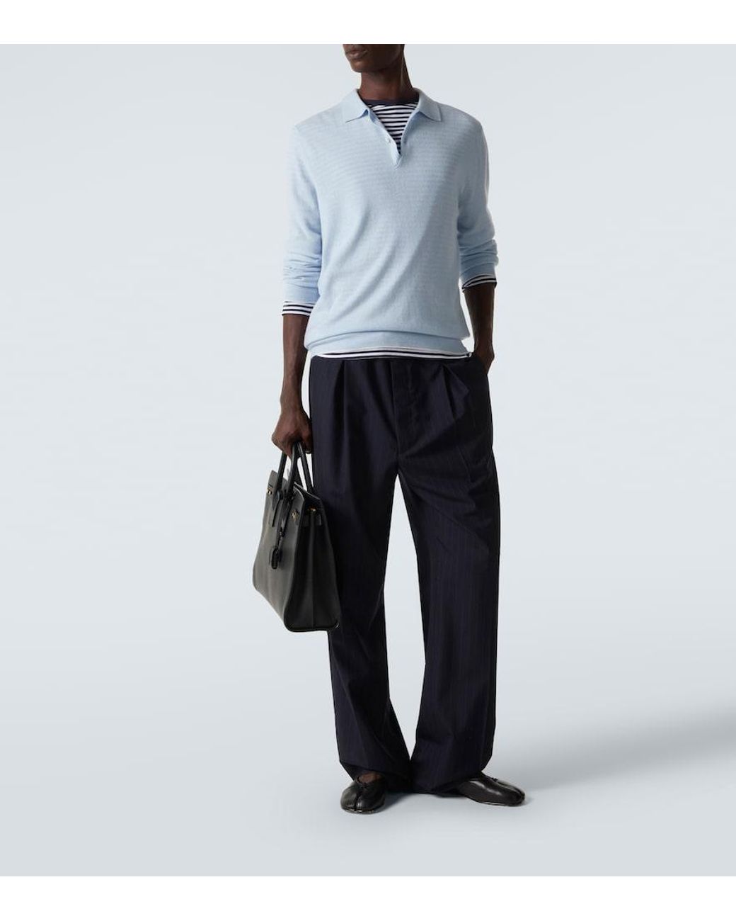 arch4 Blue Cashmere Polo Sweater for men