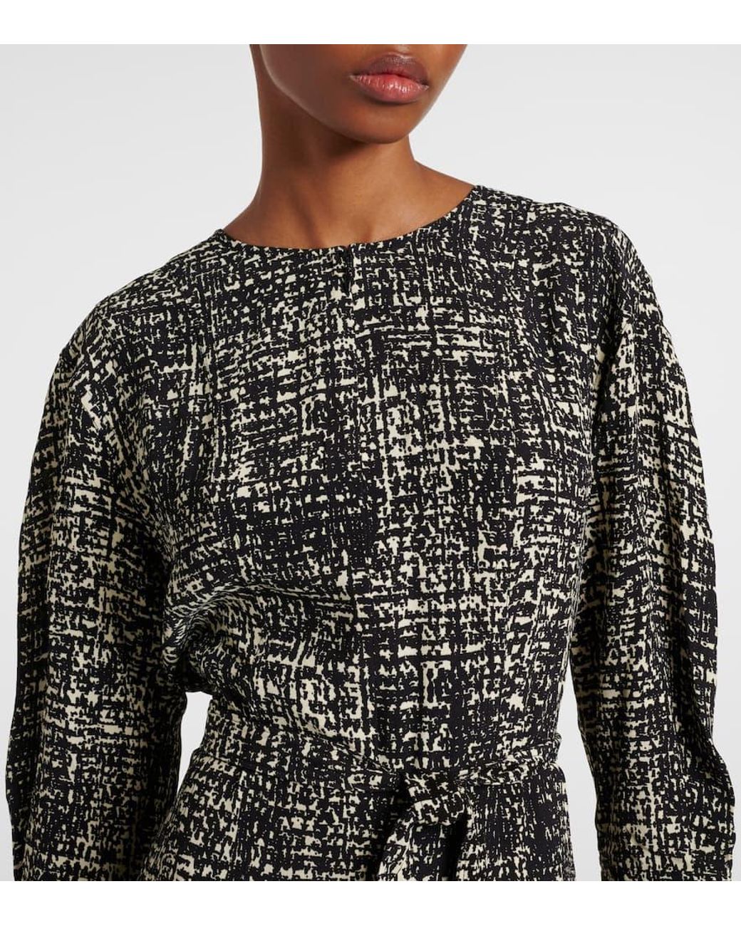 Proenza Schouler Gray Bedrucktes Midikleid Harlow Aus Crepe