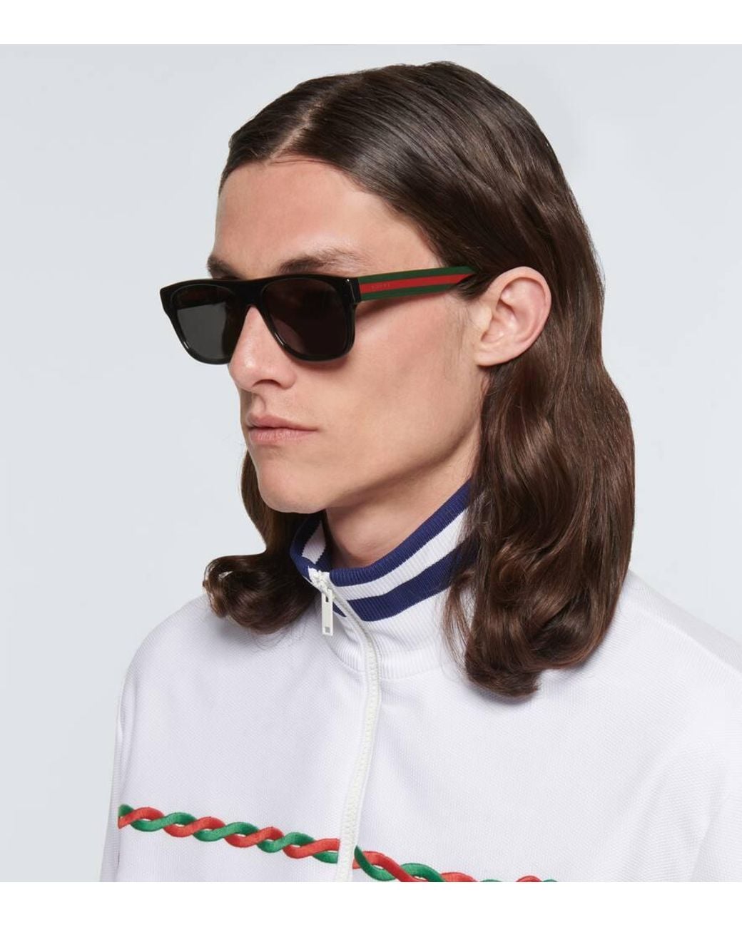 Gucci Blue Rectangle-frame Sunglasses for men