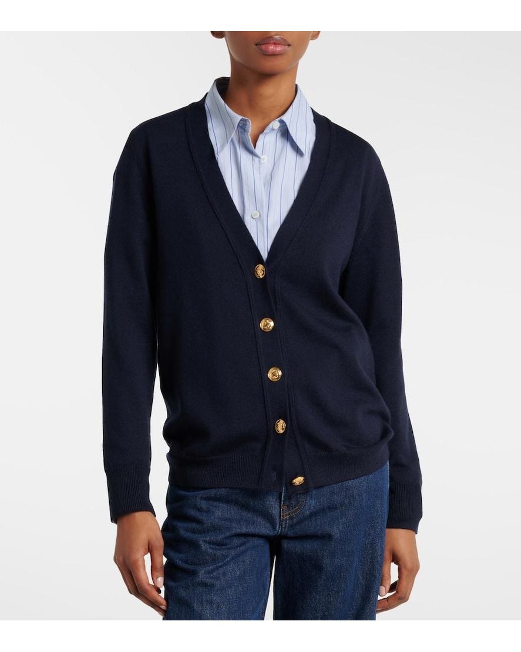 Blazé Milano Blue Cardigan Aus Wolle, Seide Und Kaschmir