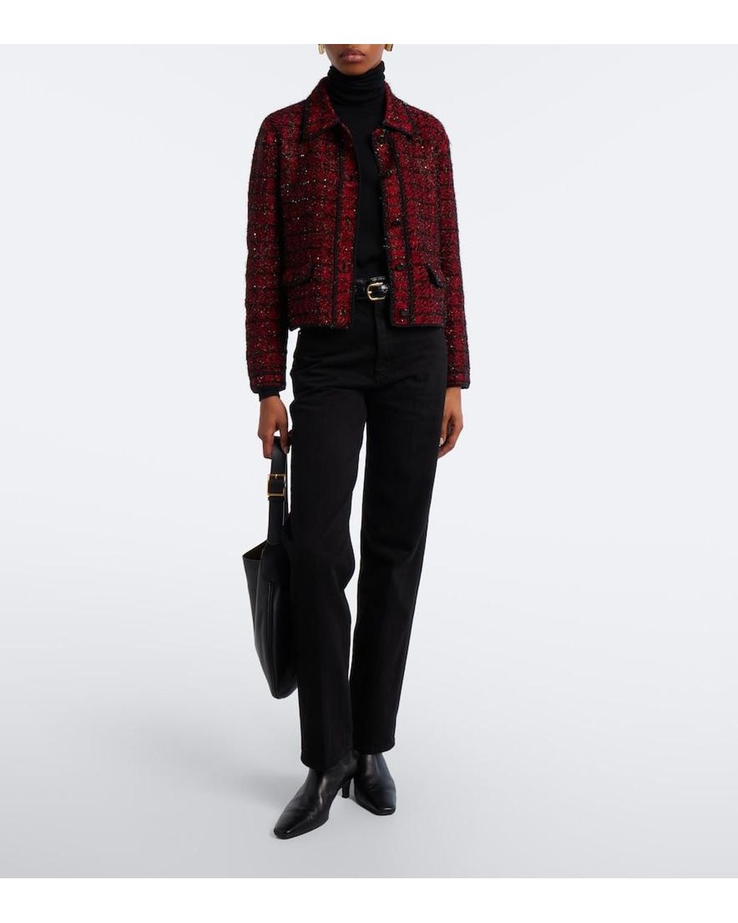 Veronica Beard Red Blanche Tweed Jacket