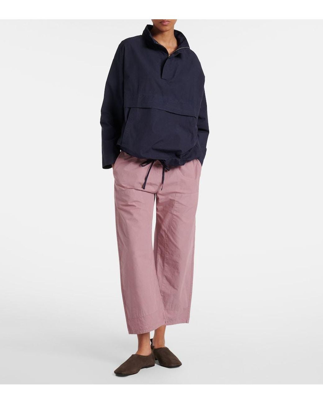 Leset Pink Kyoto Cotton Cropped Wide-Leg Pants