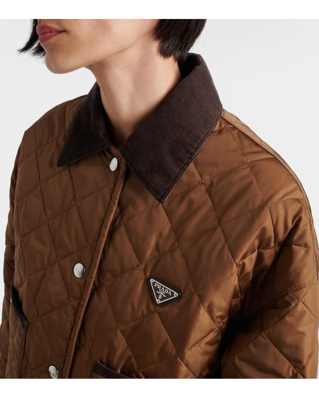 Prada Brown Re-Nylon Quilted Cropped Jacket