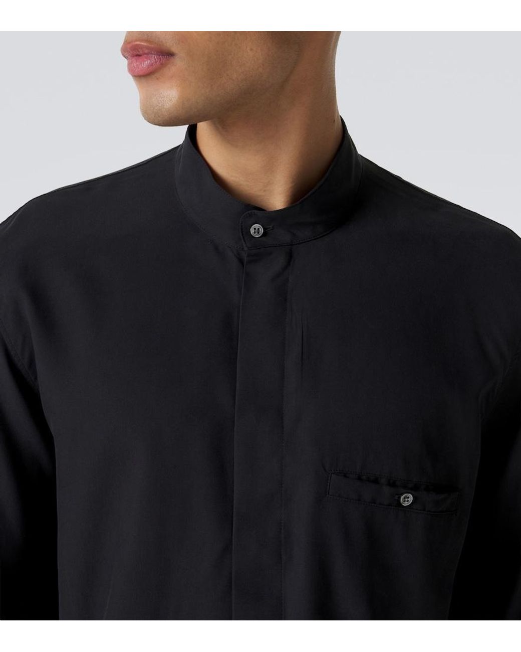 Saman Amel Black Dom Silk Shirt for men