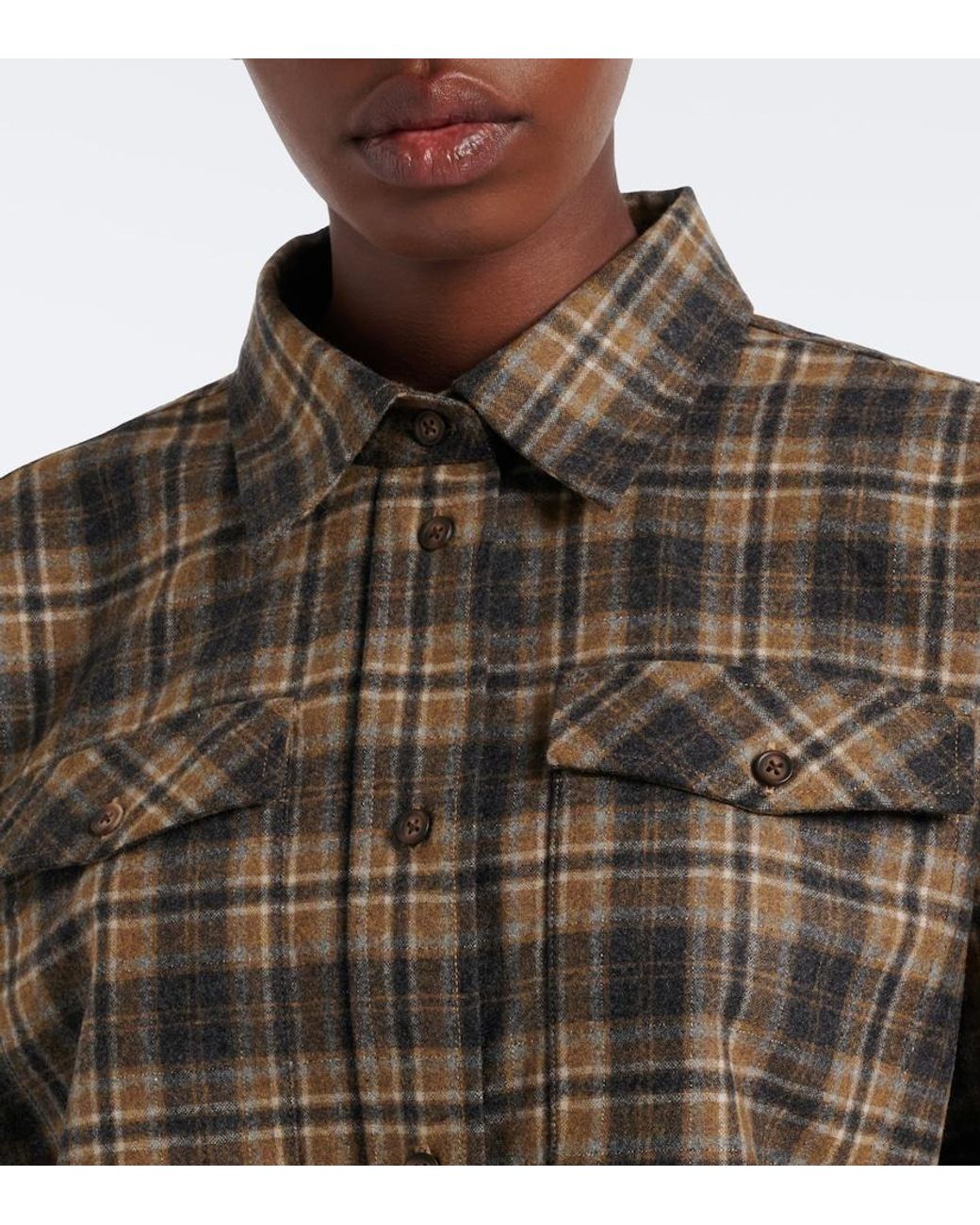 Rohe Brown Checked Wool-Blend Overshirt