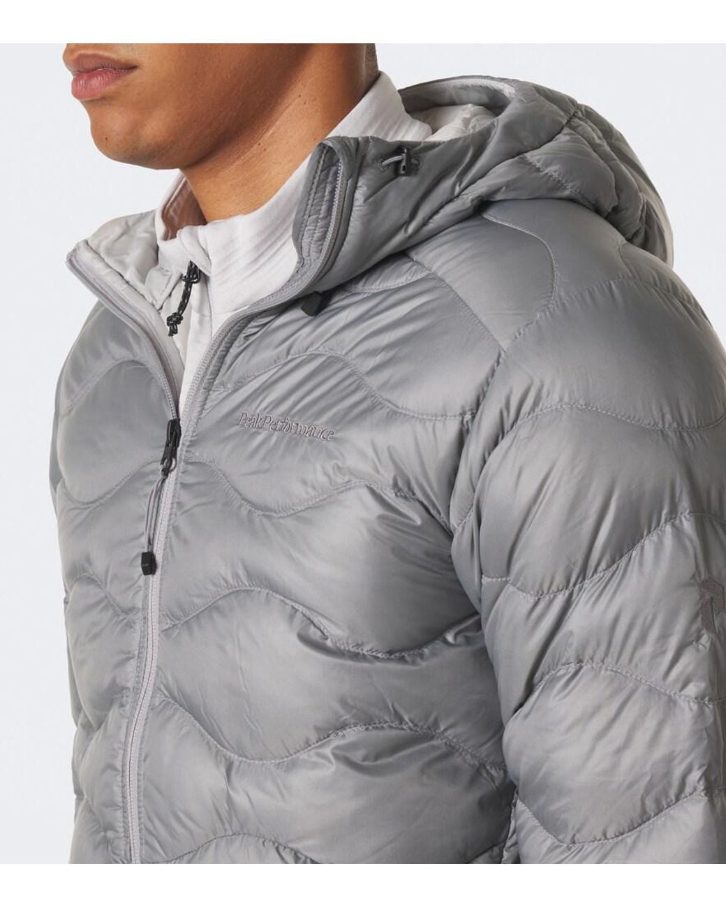 Peak Performance Gray Helium Hooded Down Ski Jacket for men