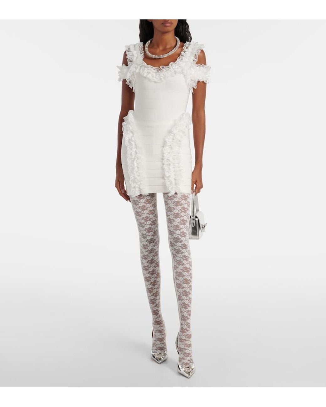 Self-Portrait White X Christopher Kane Lace-Trimmed Minidress