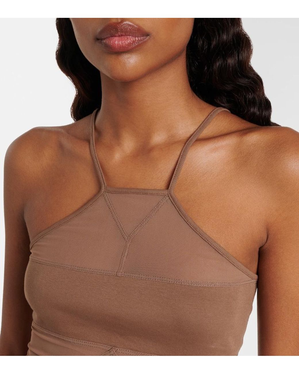 Rick Owens Brown Sl Combo Semi-Sheer Top