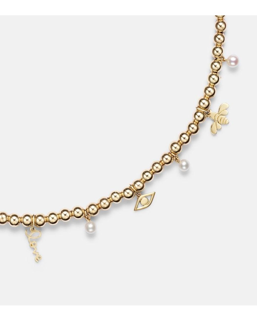 Sydney Evan Metallic 14Kt Beaded Pendant Necklace With Pearls