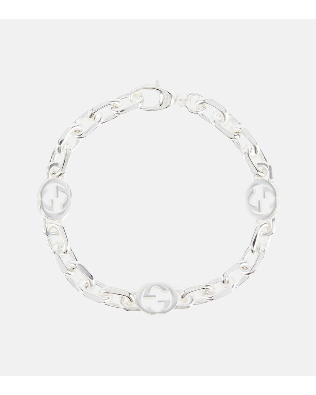 Gucci White Interlocking G Sterling Bracelet