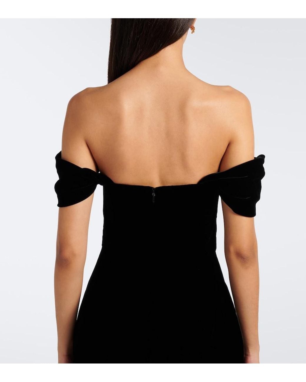 Carolina Herrera Black Off-Shoulder Midi Dress