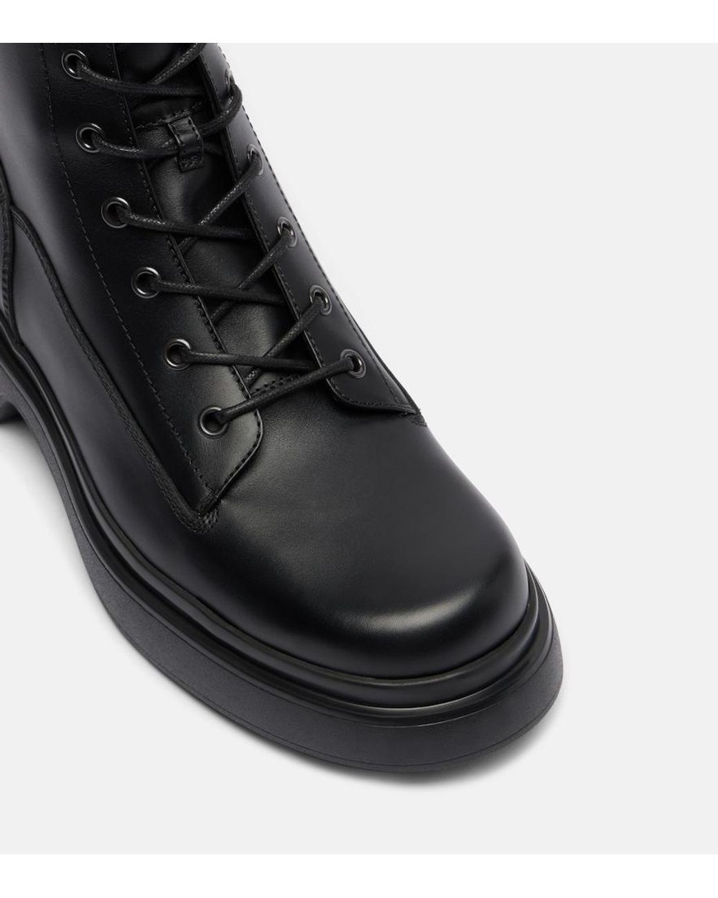 Tod's Black Leather Combat Boots