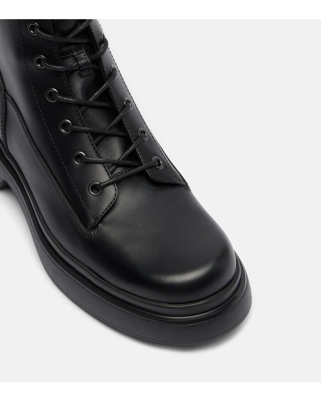 Tod's Black Leather Combat Boots