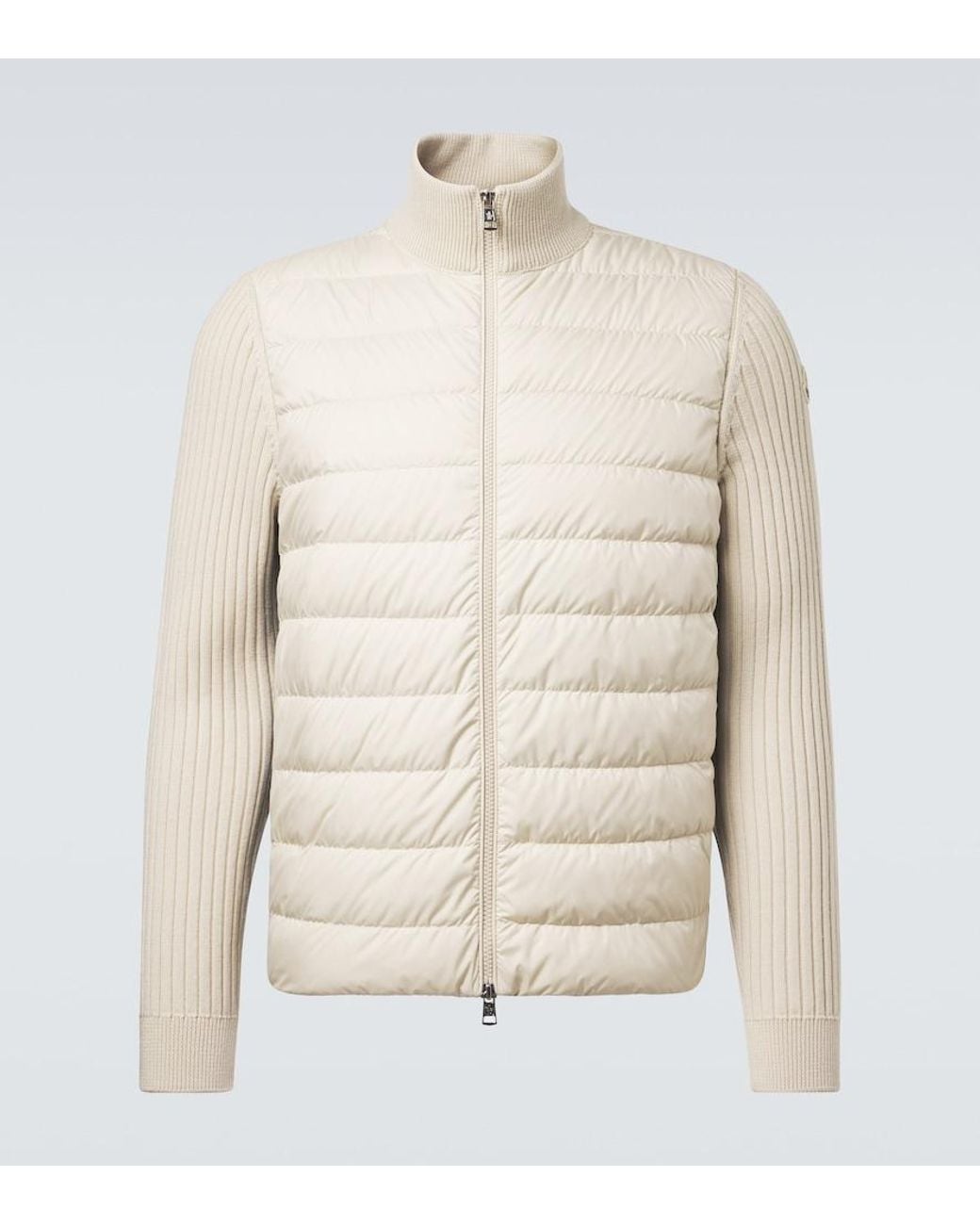 Moncler Natural Down-Paneled Wool-Trimmed Zip-Up Cardigan for men