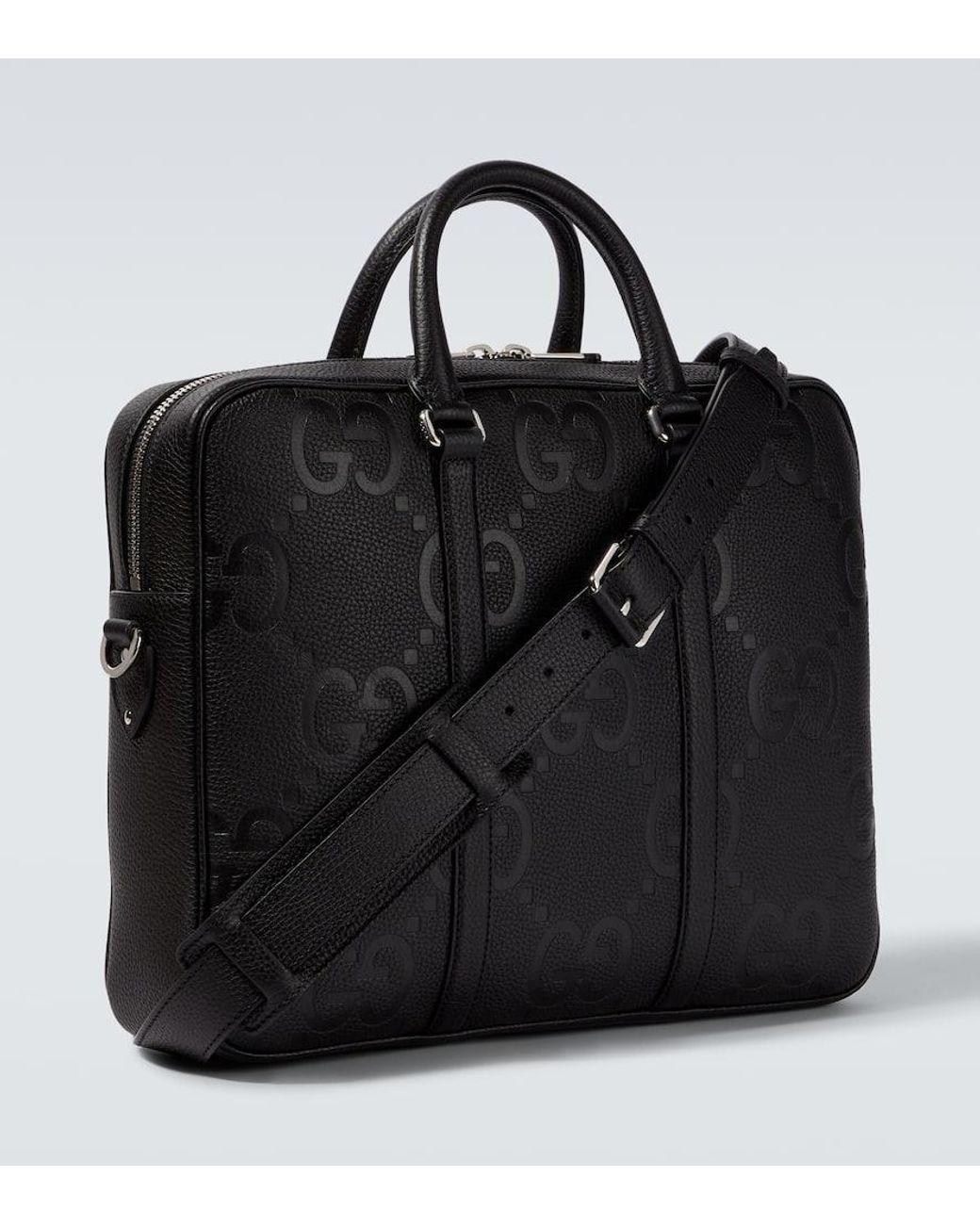 Gucci Jumbo Gg Leather Briefcase in Black for Men | Lyst