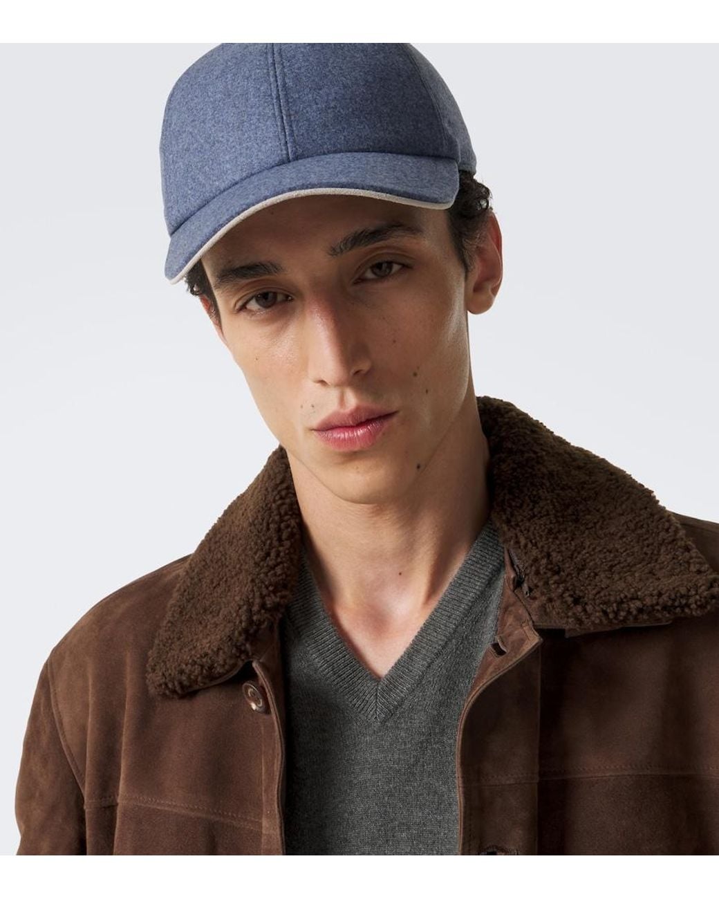 Eleventy Blue Wool, Silk, And Cashmere Baseball Cap for men