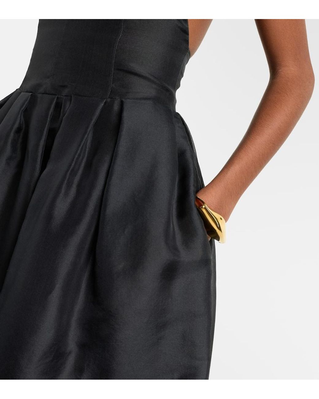 Khaite Black Colette Silk Tulle Midi Dress