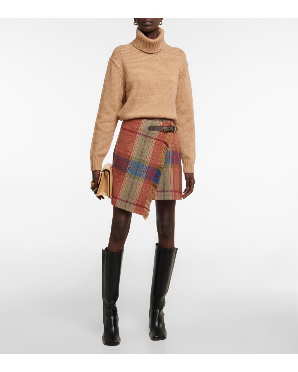 Polo Ralph Lauren Checked Wool-blend Wrap Skirt | Lyst UK