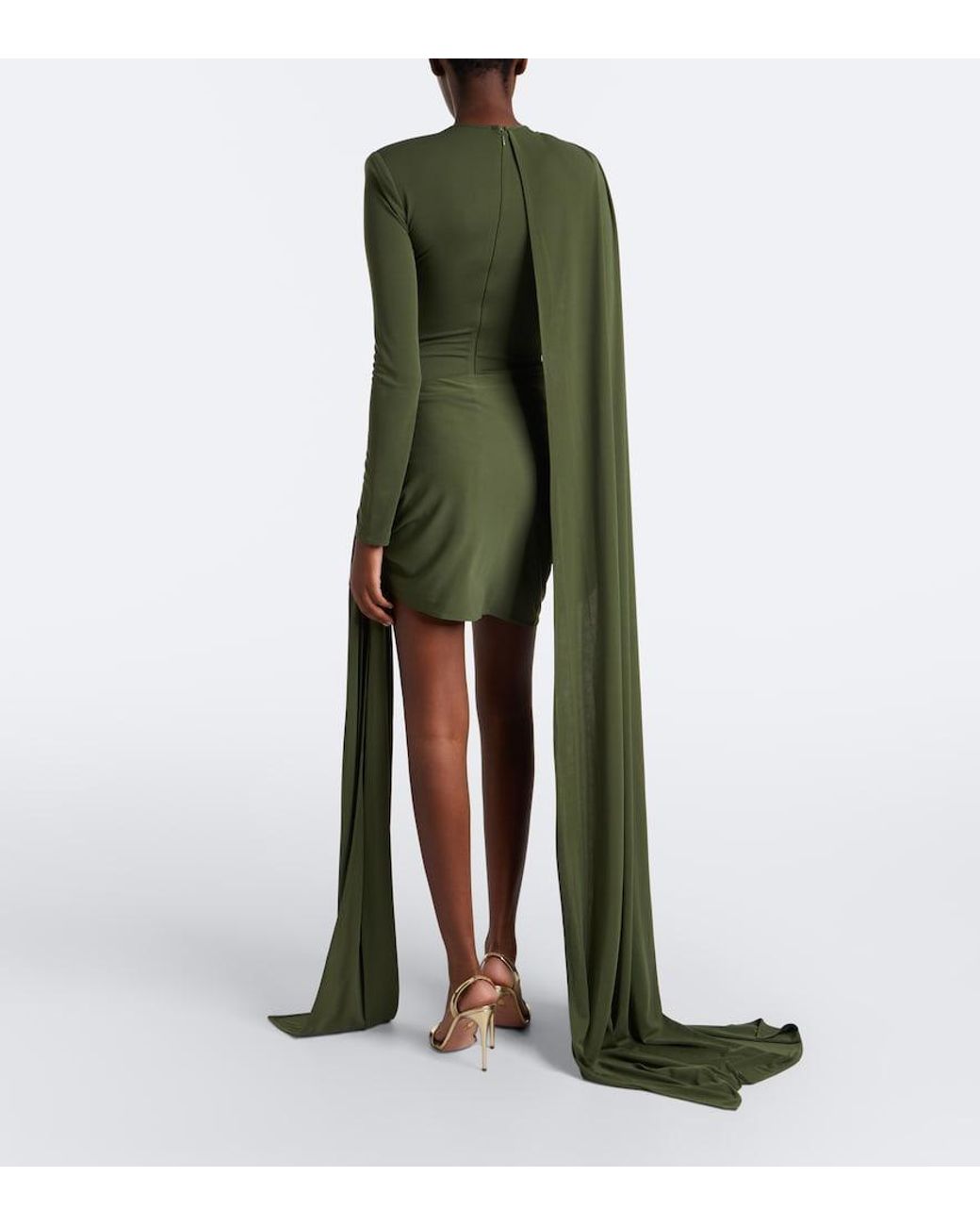 The New Arrivals Ilkyaz Ozel Green Draped Gathered Minidress