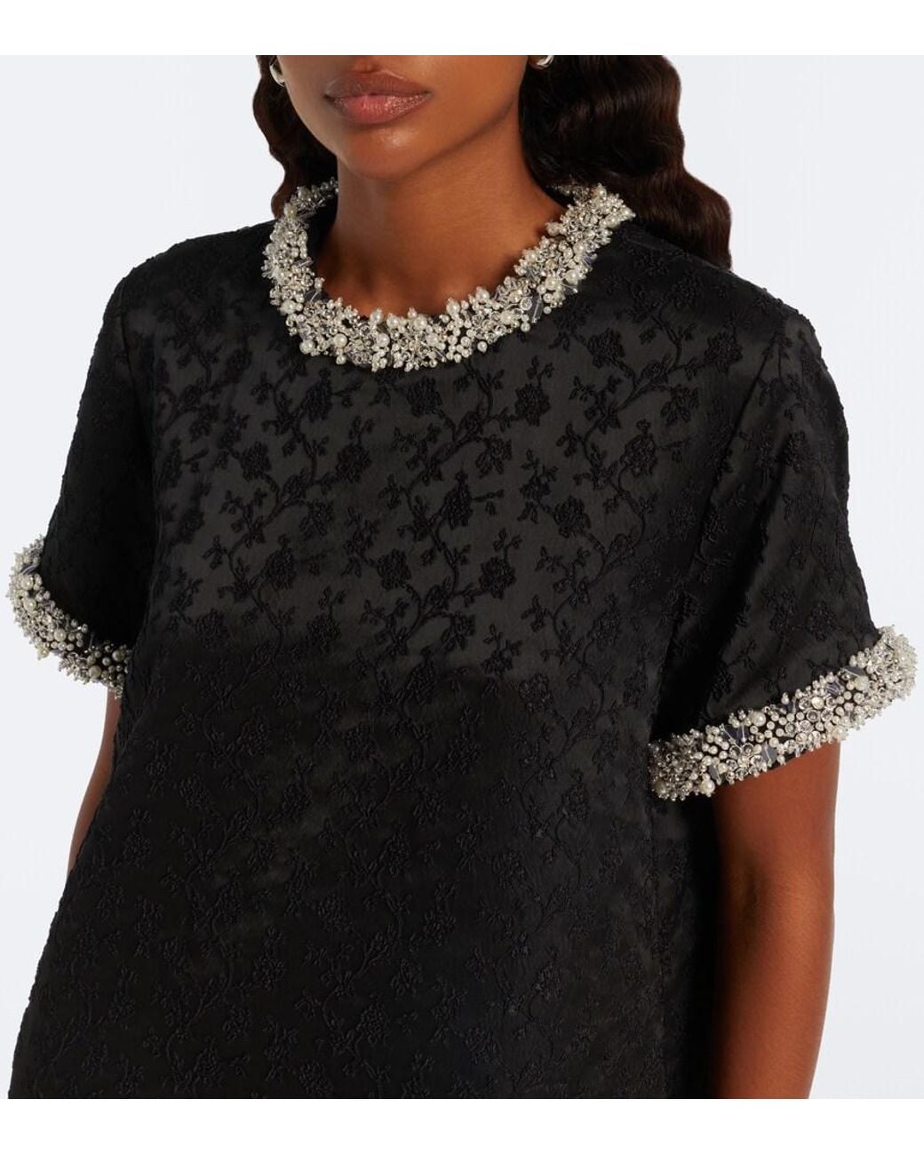 Jonathan Simkhai Black Alison Embellished Jacquard Minidress