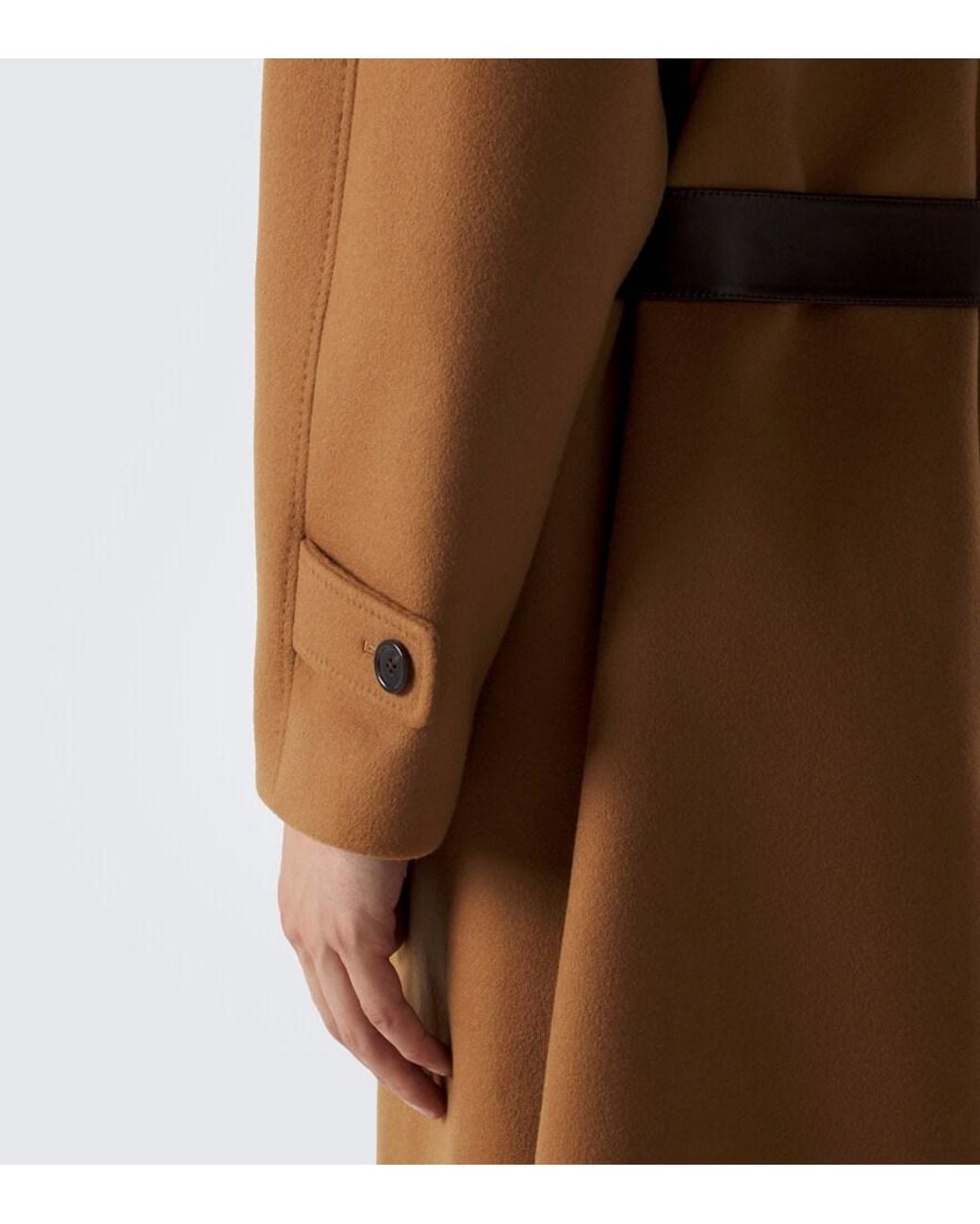 Saint Laurent Brown Belted Wool Overcoat for men