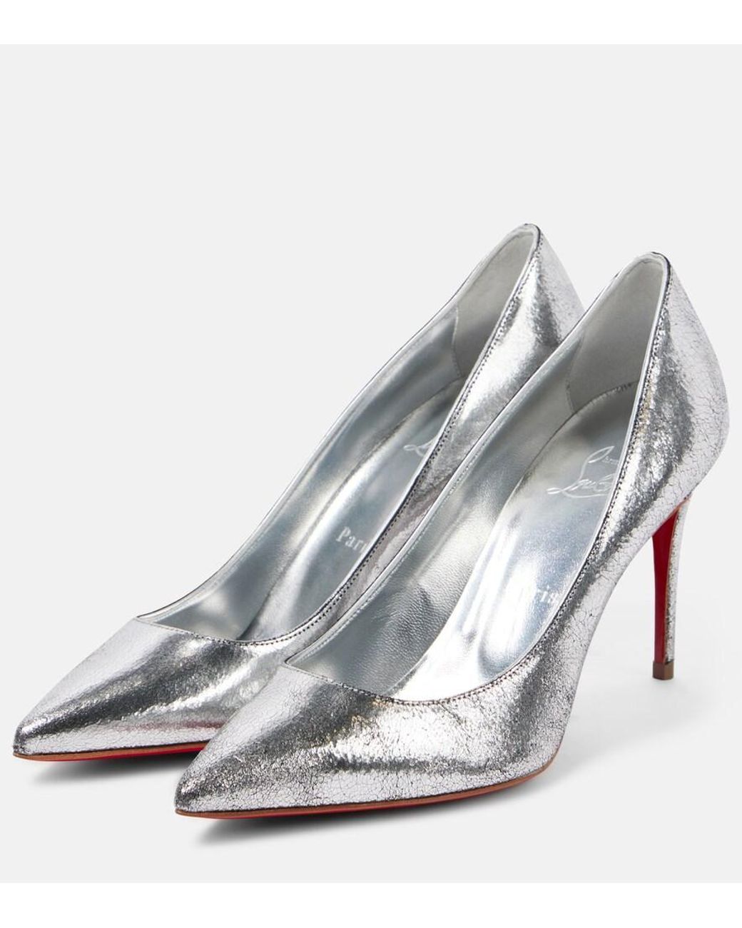 Christian Louboutin Kate 85 Metallic Leather Pumps
