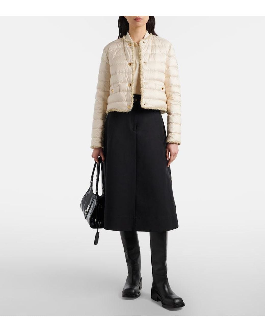 Moncler Natural Fleurs Quilted Down Jacket