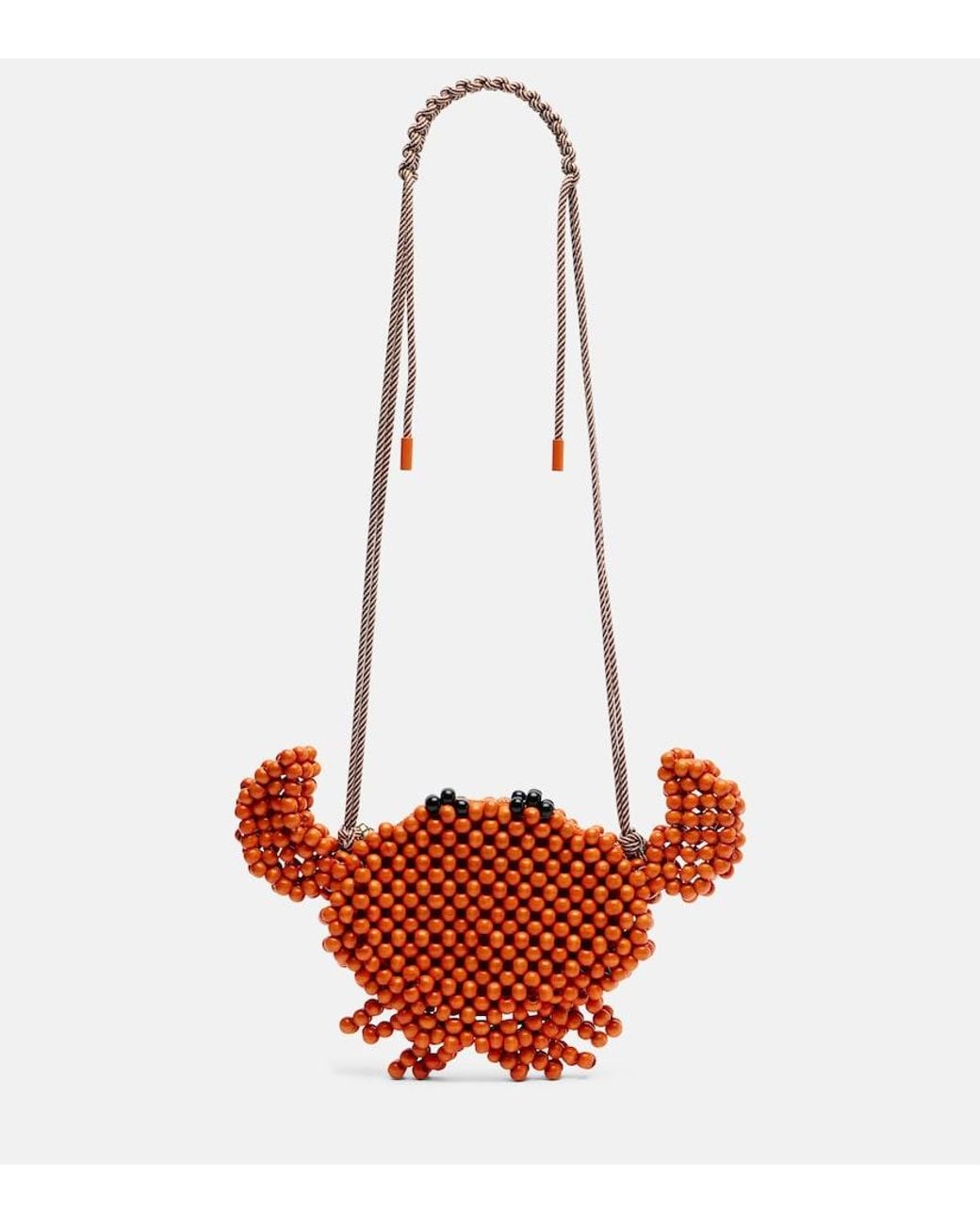 ALÉMAIS Red Crab Mini Beaded Crossbody Bag