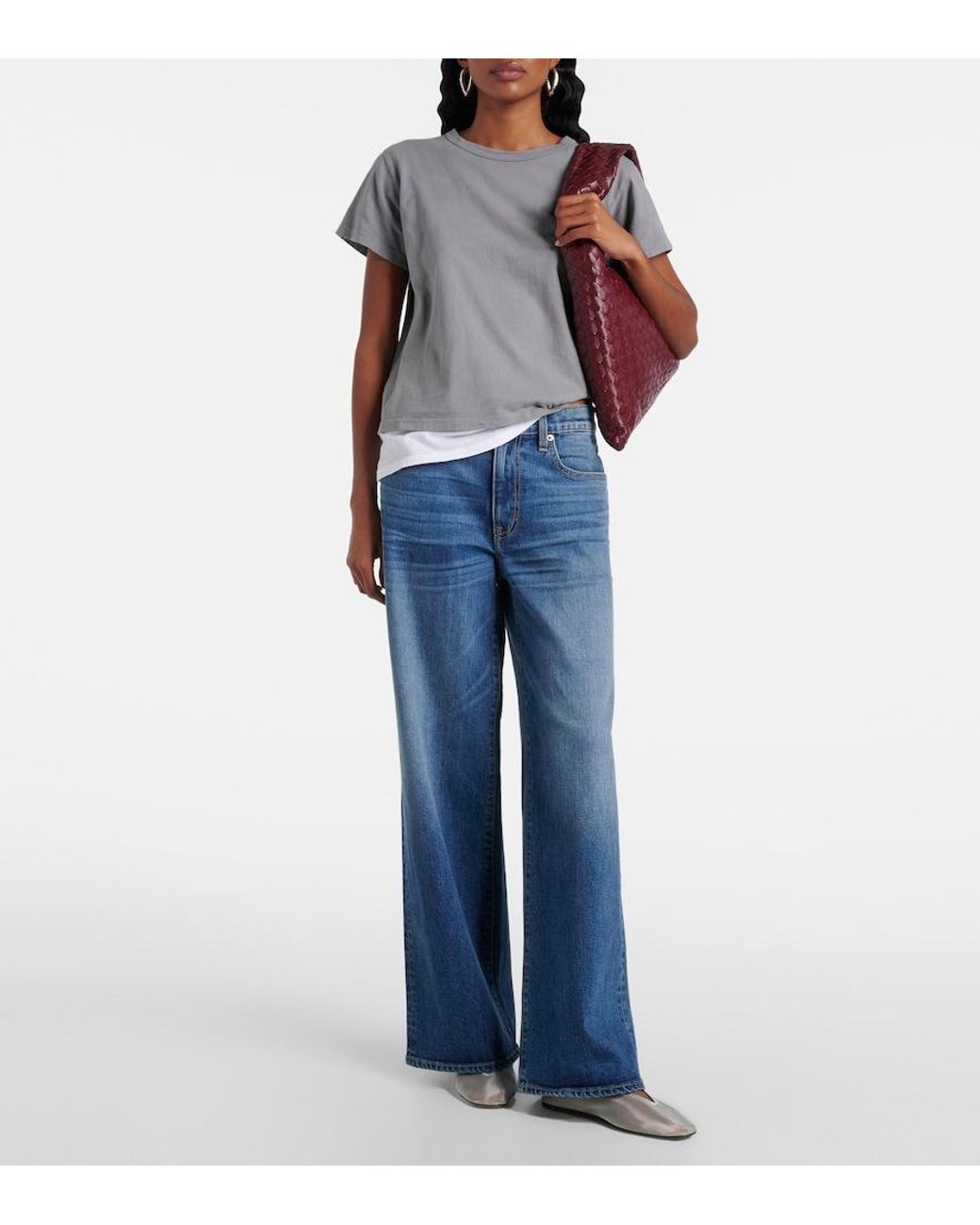SLVRLAKE Denim Blue Selena Mid-Rise Wide-Leg Jeans