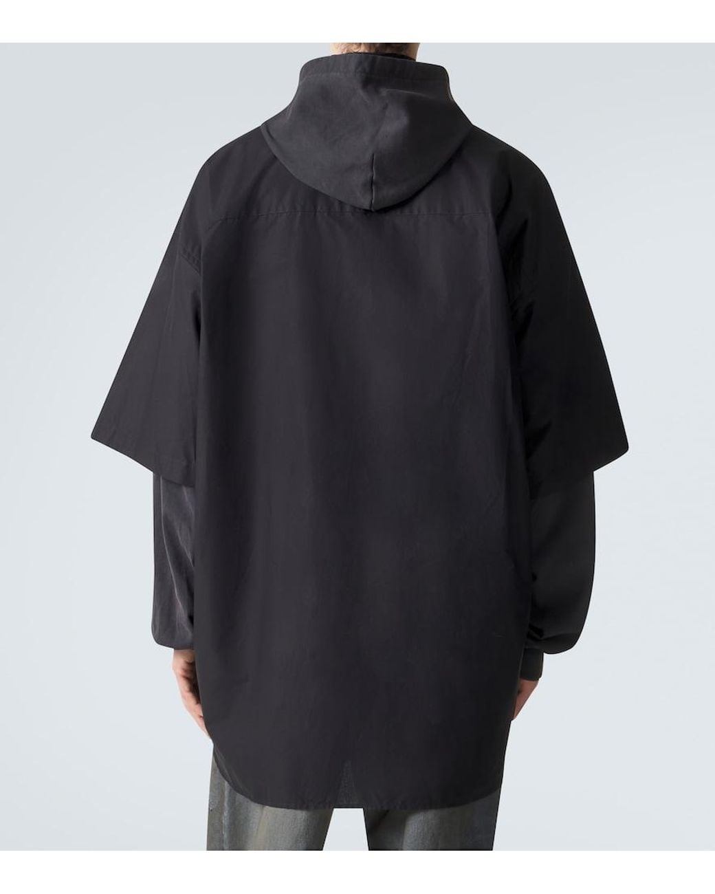 Balenciaga Black Patched Cotton Poplin And Fleece Jacket for men
