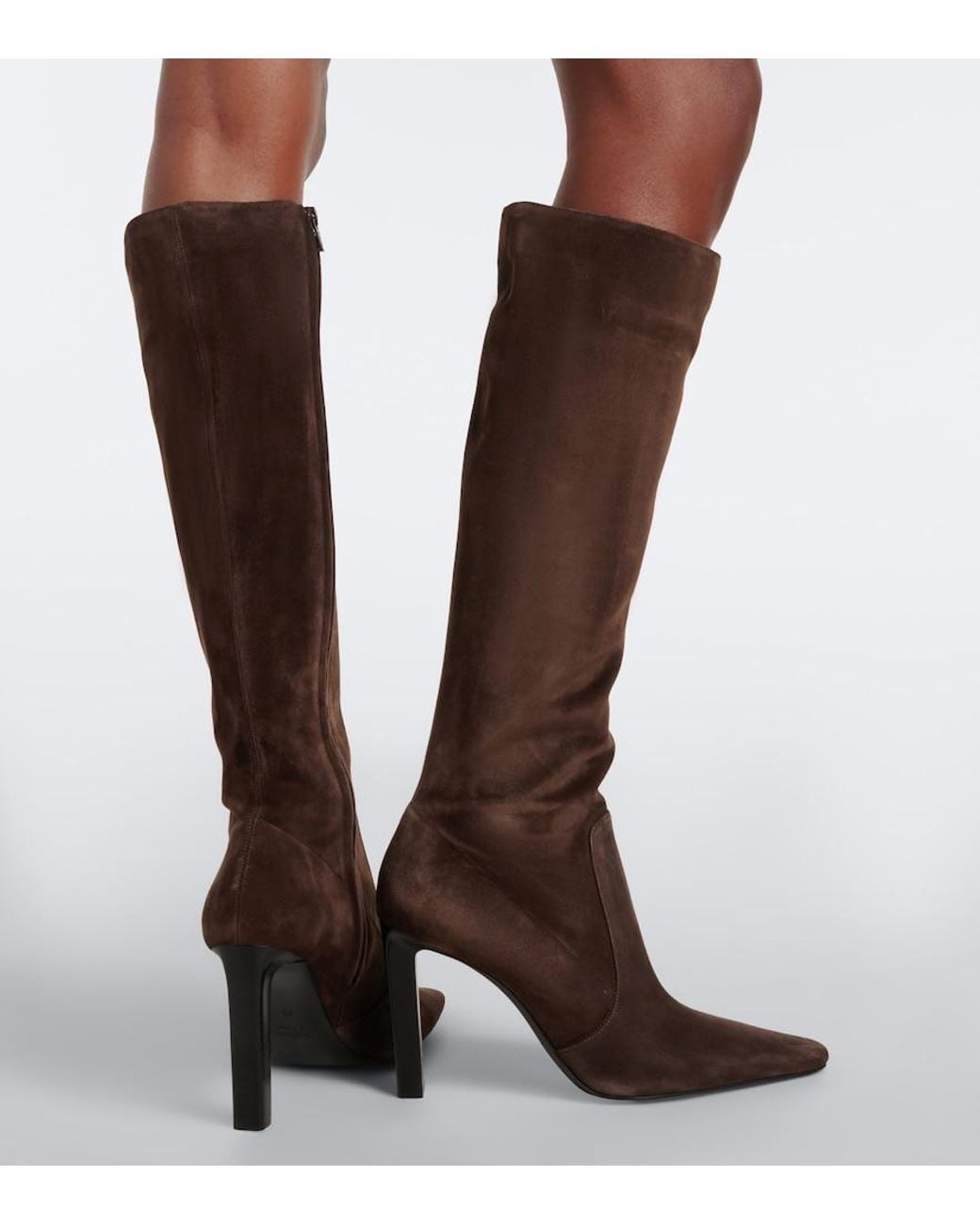 Saint Laurent Black Francoise Suede Knee-High Boots
