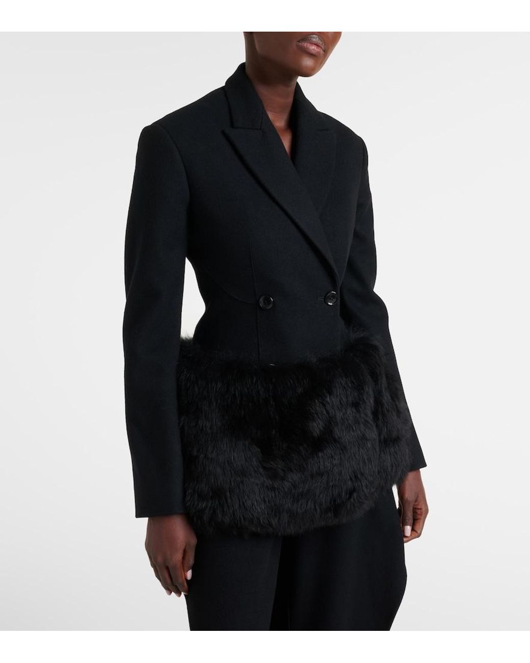 Alaïa Black Double-Breasted Wool Blazer