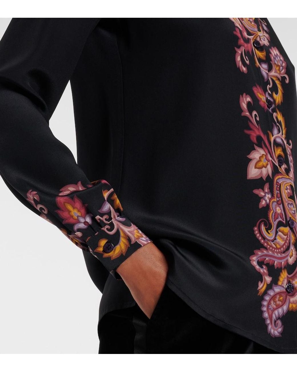 Etro Black Paisley Silk Shirt