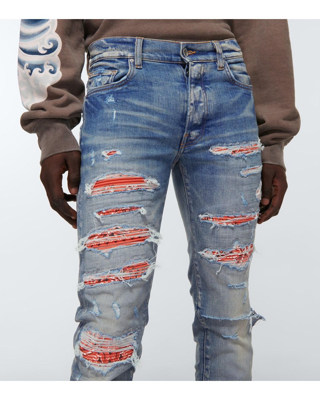 Amiri Denim Thrasher Bandana Jeans in 