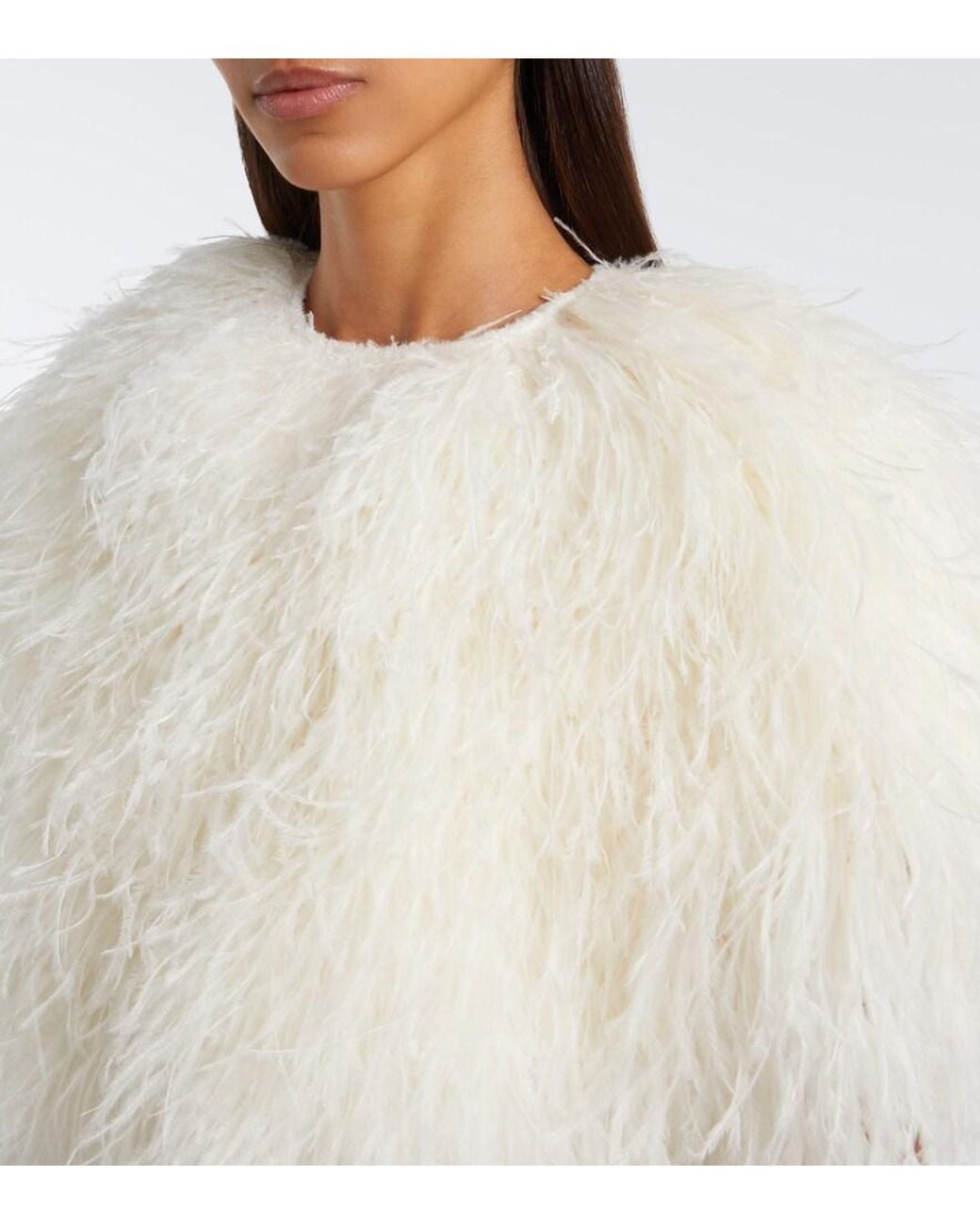 Loulou de Saison White Iona Feather-Trimmed Top