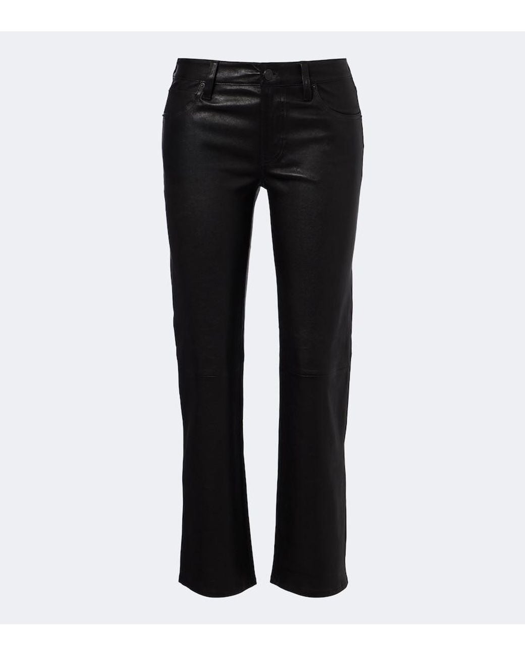 FRAME Black Cigarette Leather Slim Pants