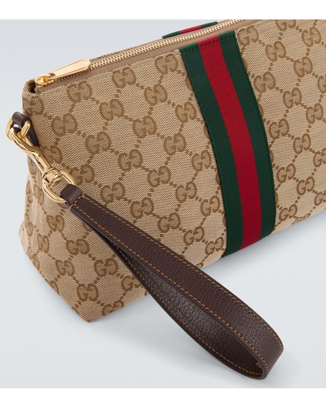 Gucci Natural Gg Canvas Small Pouch With Strap for men