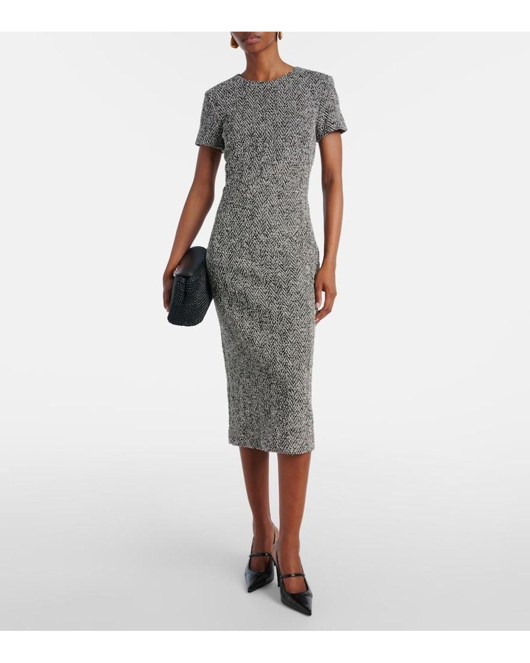 Max Mara Gray Giugno Cotton And Wool-Blend Midi Dress