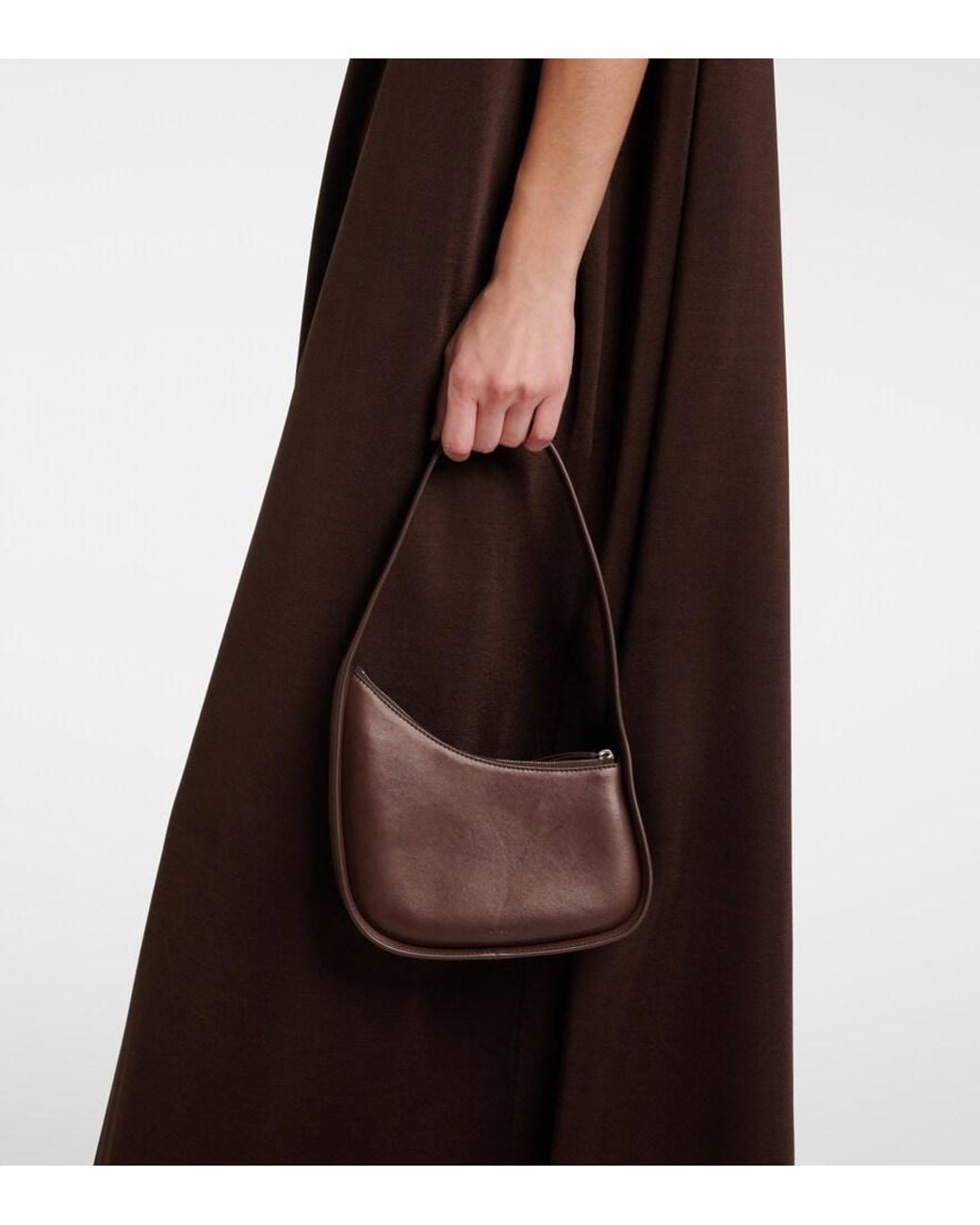 The Row Brown Schultertasche Half Moon Aus Leder