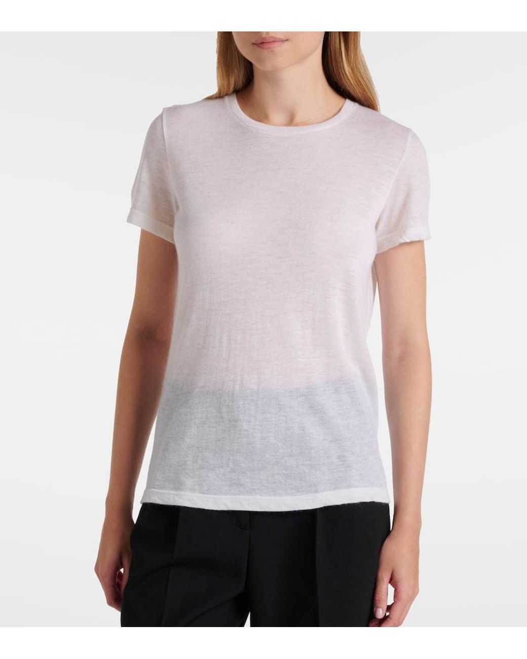 The Row White Wesler Cashmere Top