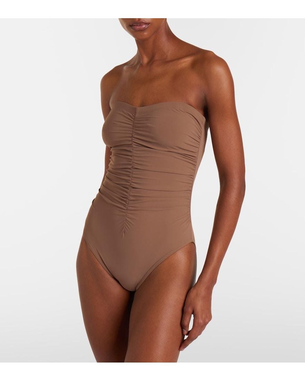Karla Colletto Brown Basics Ruched Swimsuit