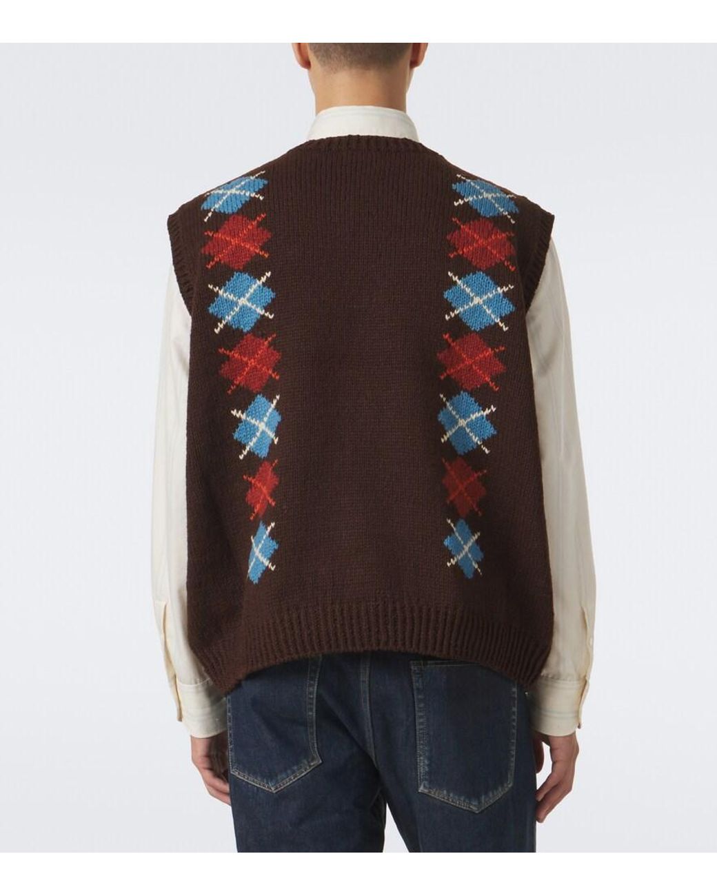 Visvim Brown Diamante Wool And Cashmere Sweater Vest for men