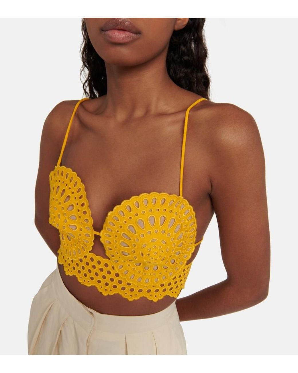 Stella McCartney Yellow Broderie Anglaise Crop Top