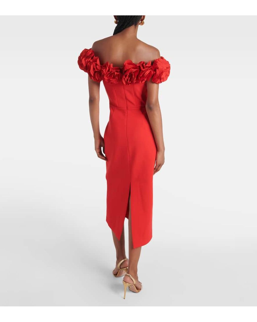 Rebecca Vallance Odetta Floral-Applique Bustier Dress in Red
