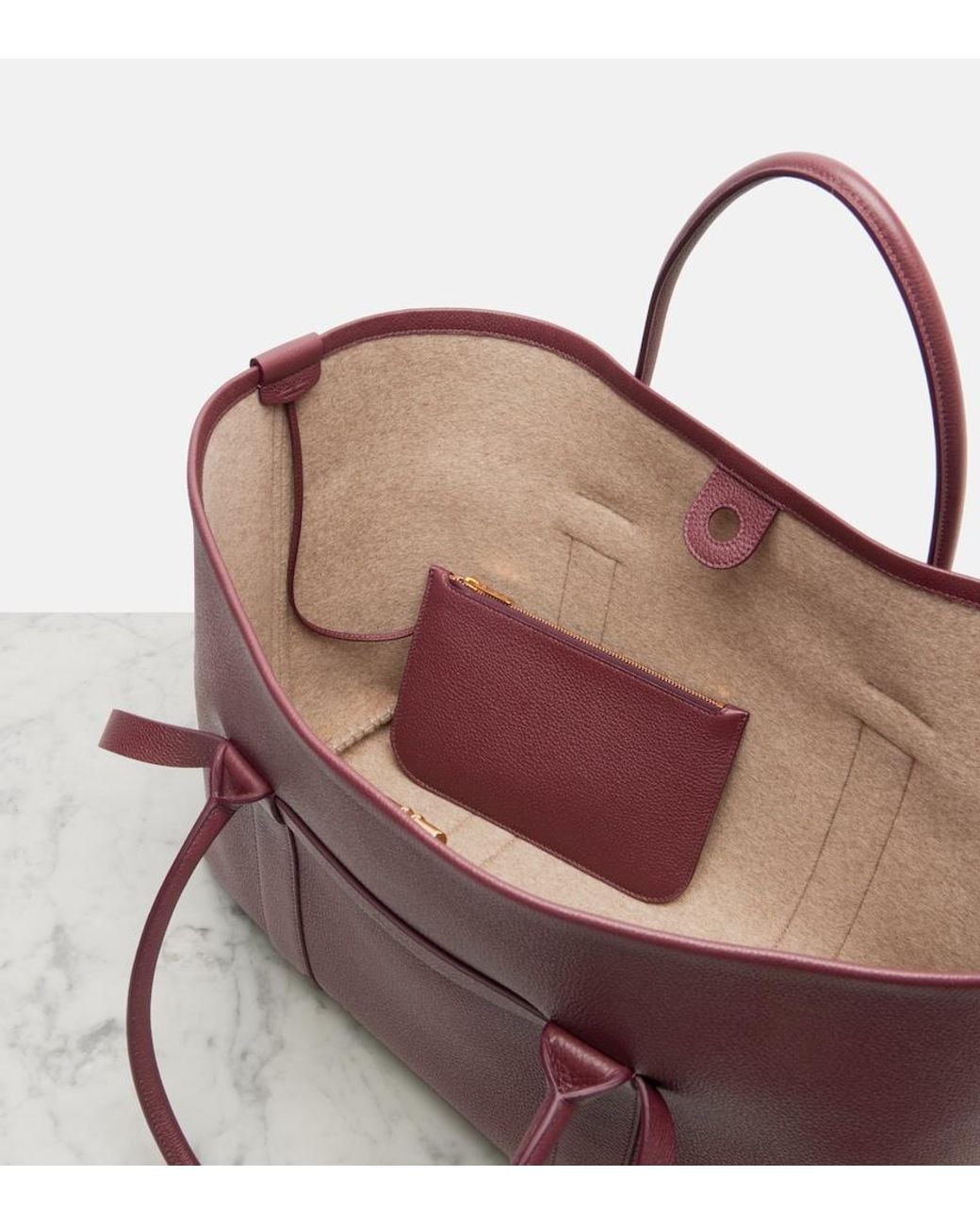 Loro Piana Purple Ghiera Large Leather Tote Bag