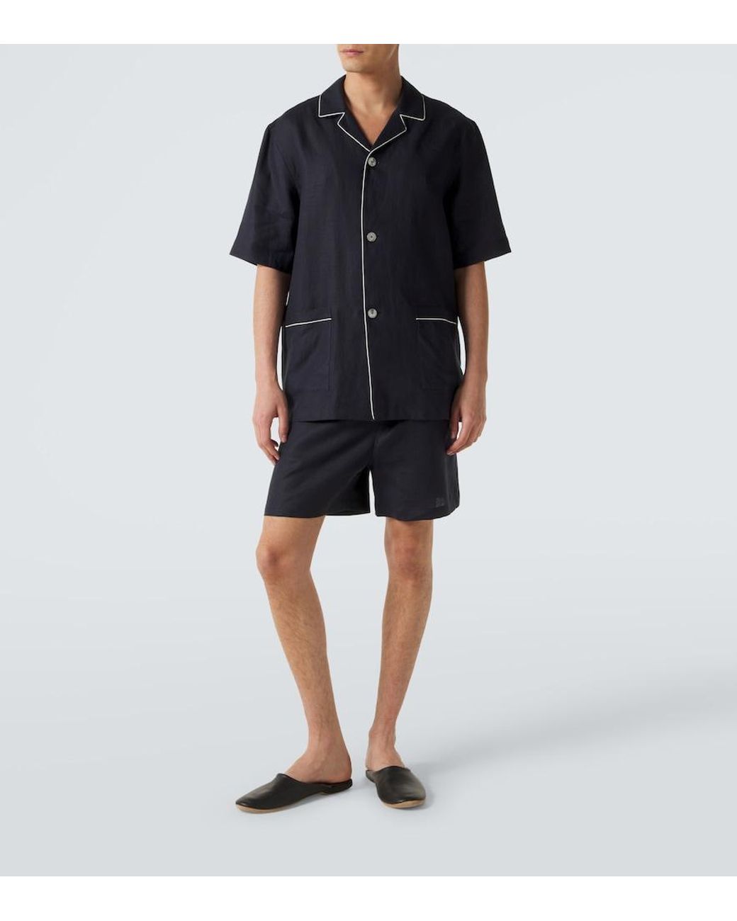Zegna Black Linen Pajamas for men